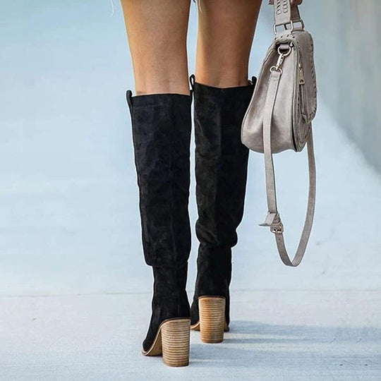 Women’s Knee High Boots With High Block Heel