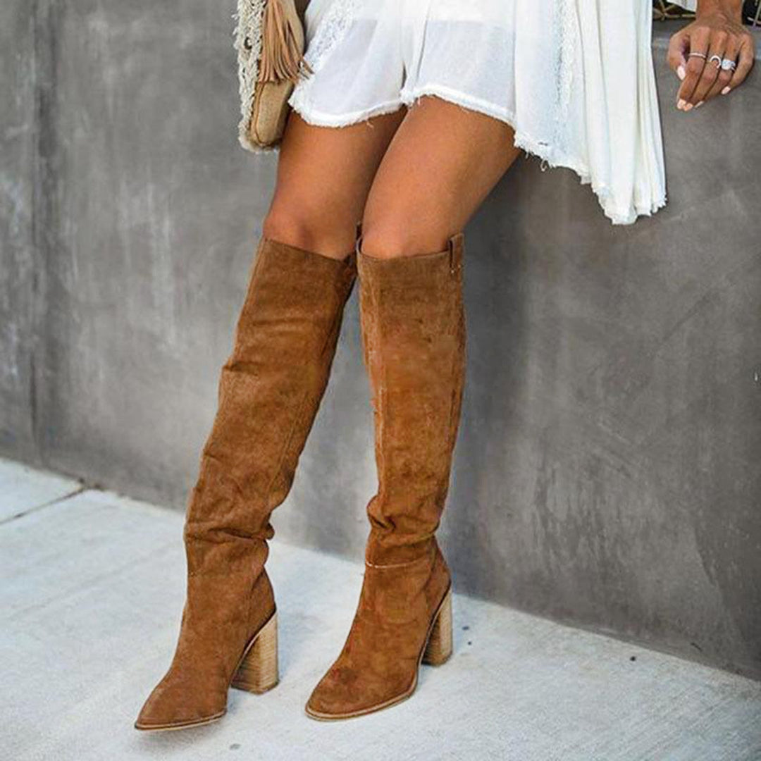 Women’s Knee High Boots With High Block Heel