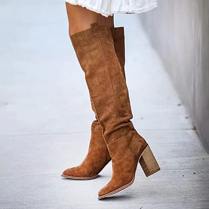Women’s Knee High Boots With High Block Heel
