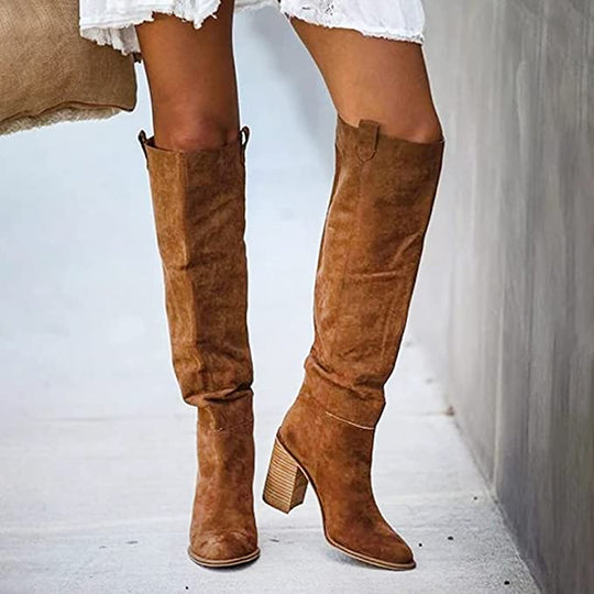 Women’s Knee High Boots With High Block Heel