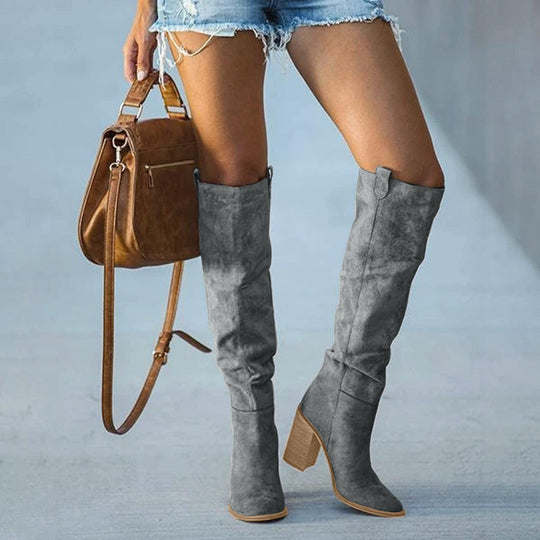 Women’s Knee High Boots With High Block Heel