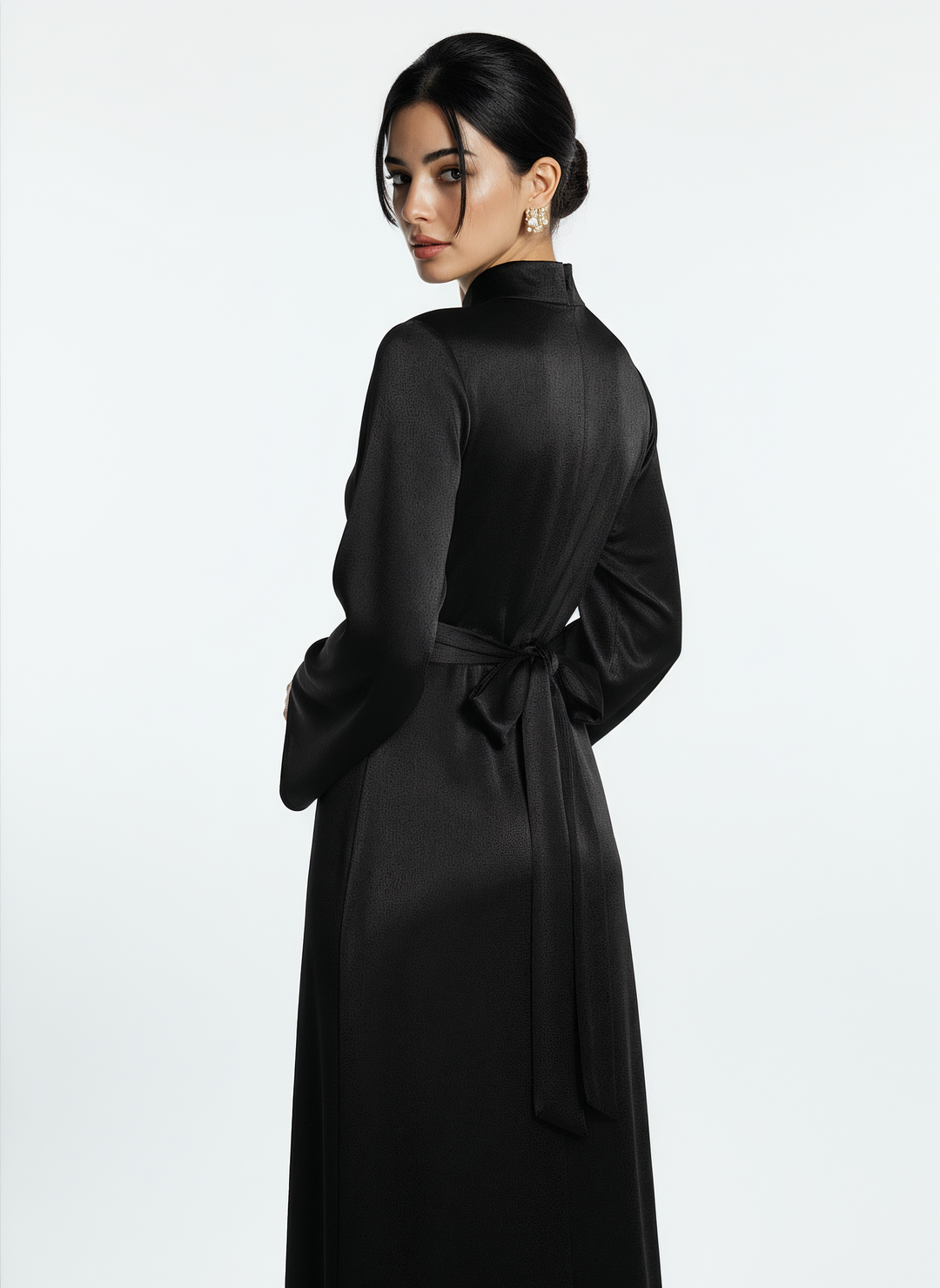 Women's Long-Sleeve Black Maxi Dress