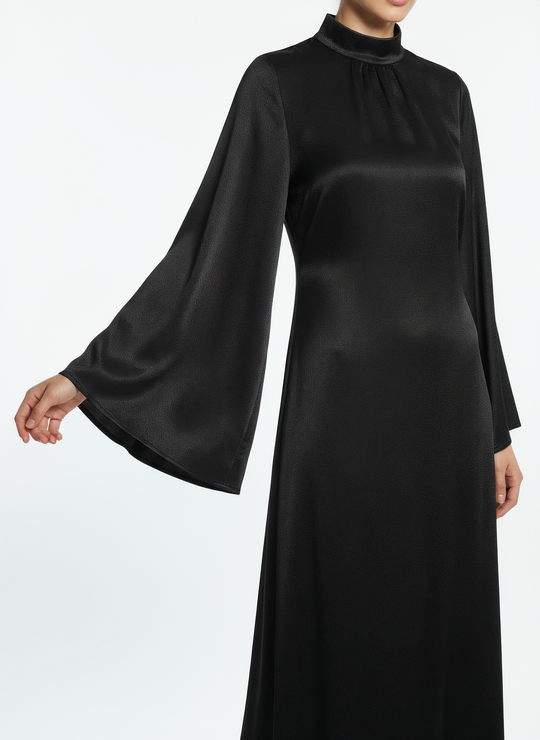 Women's Long-Sleeve Black Maxi Dress