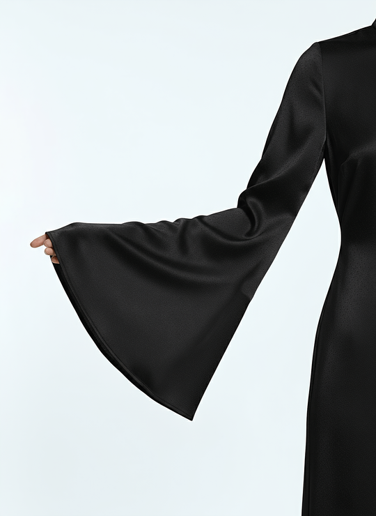 Women's Long-Sleeve Black Maxi Dress