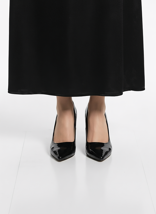 Women's Long-Sleeve Black Maxi Dress