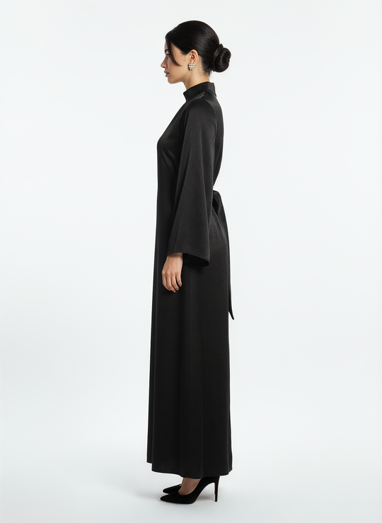 Women's Long-Sleeve Black Maxi Dress