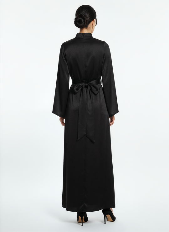 Women's Long-Sleeve Black Maxi Dress