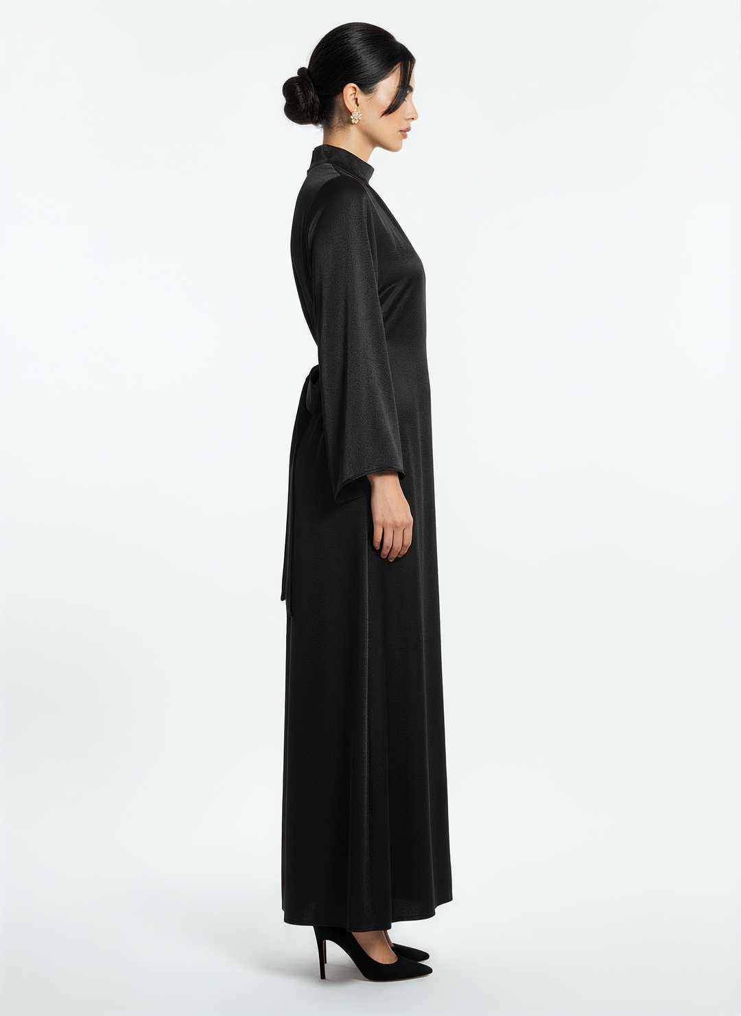 Women's Long-Sleeve Black Maxi Dress