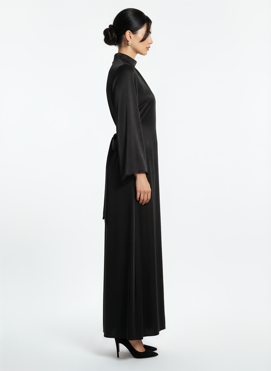 Women's Long-Sleeve Black Maxi Dress
