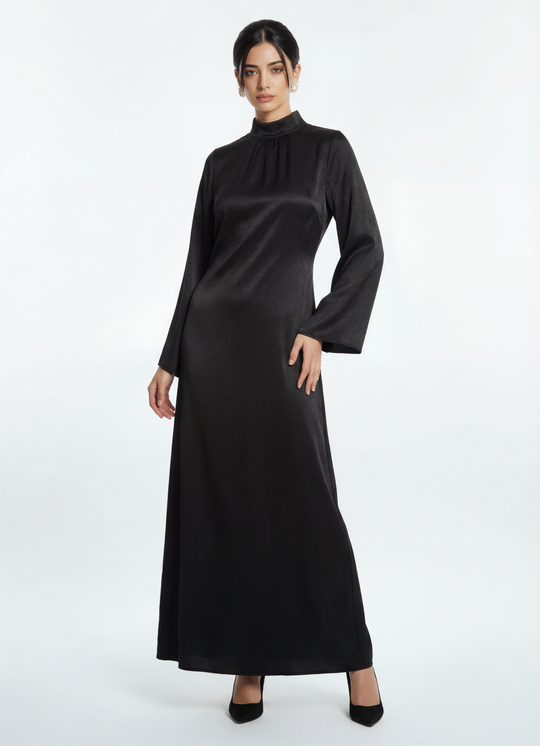 Women's Long-Sleeve Black Maxi Dress