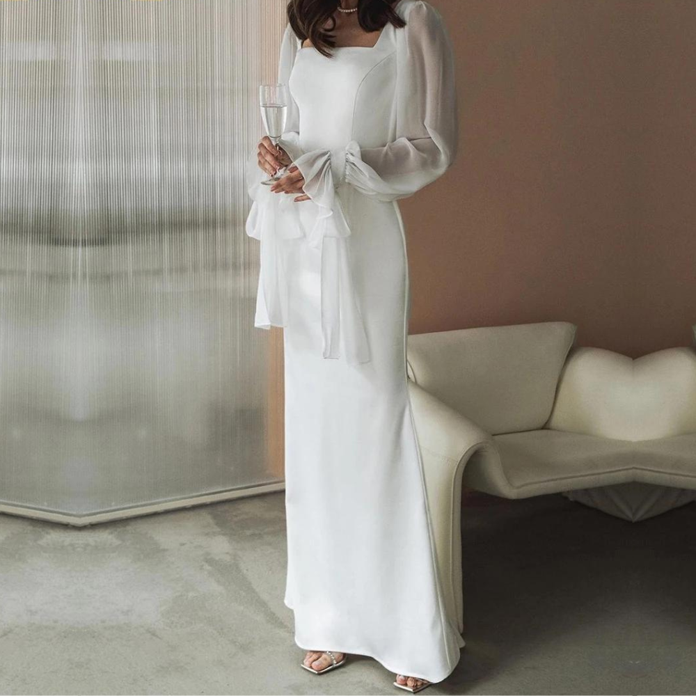 Women's Long-Sleeve  Maxi Wedding Dress