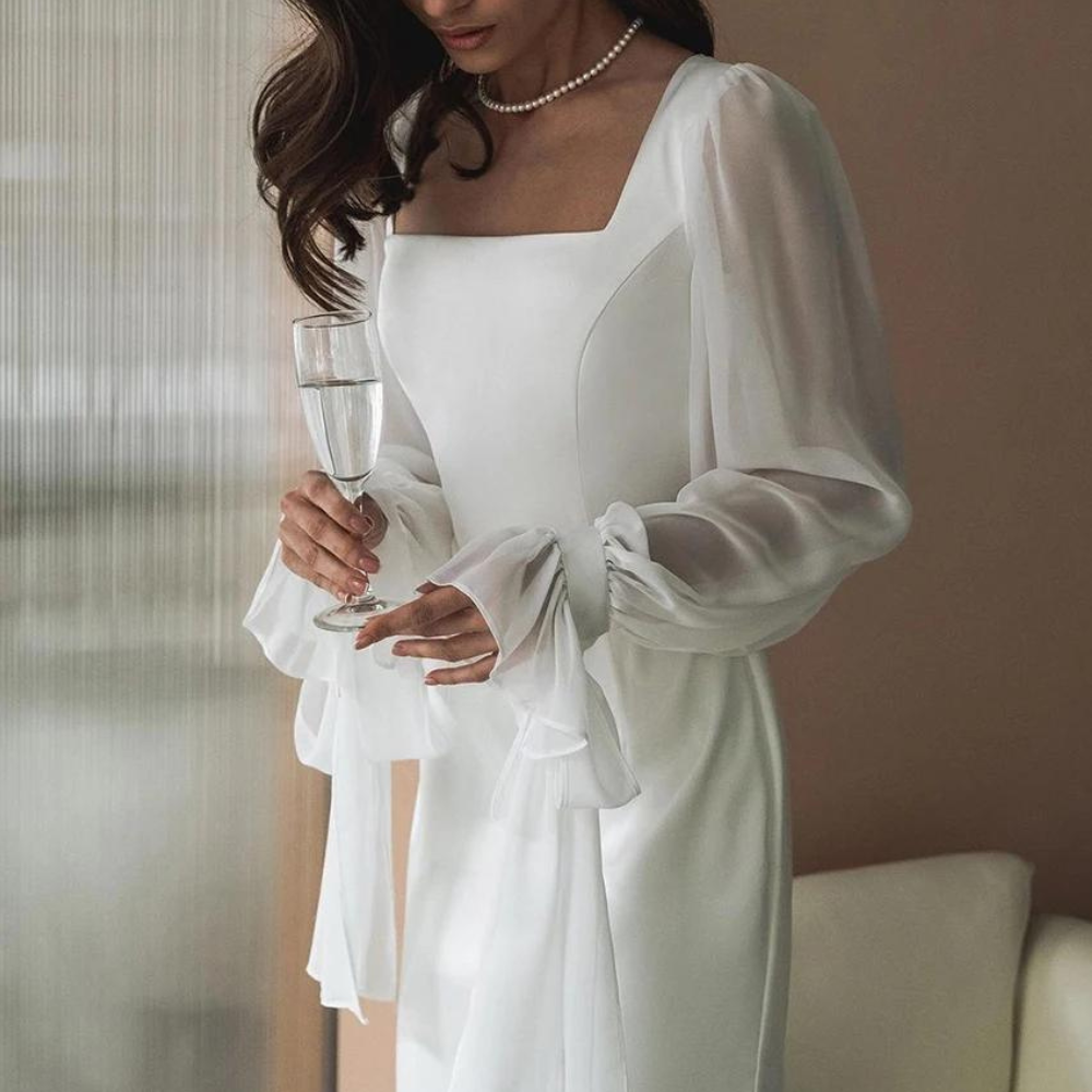 Women's Long-Sleeve  Maxi Wedding Dress