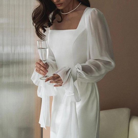 Women's Long-Sleeve  Maxi Wedding Dress