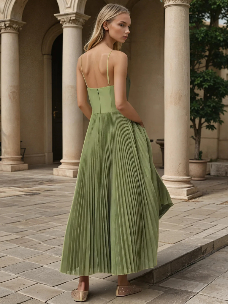 Women's Maxi Pleated Wedding Guest Dress