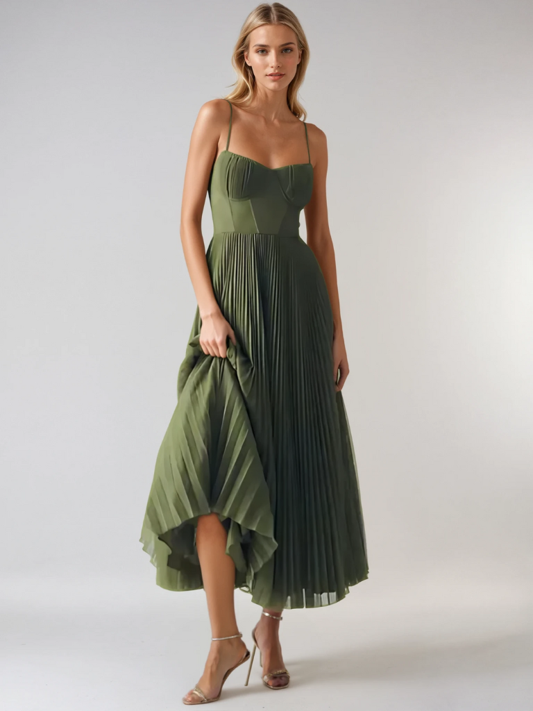 Women's Maxi Pleated Wedding Guest Dress