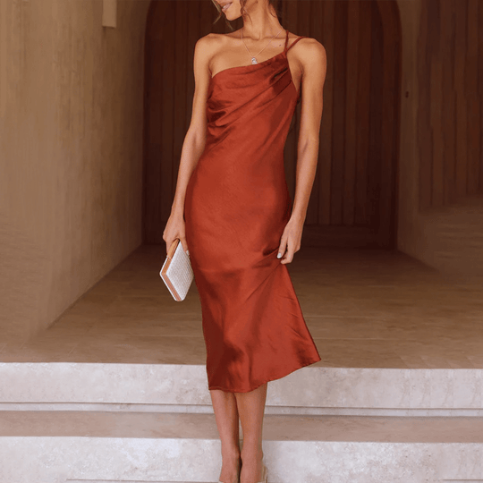 Women's One-Shoulder Midi Wedding Guest Dress