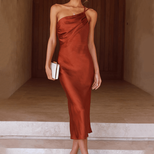 Women's One-Shoulder Midi Wedding Guest Dress