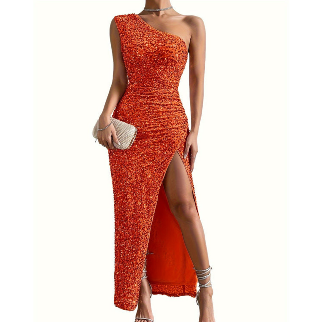 Women’s One Shoulder Wedding Guest Dress With Glitter