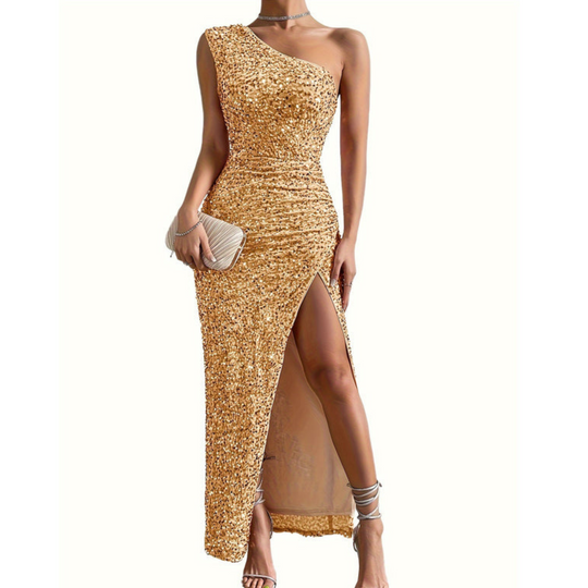 Women’s One Shoulder Wedding Guest Dress With Glitter