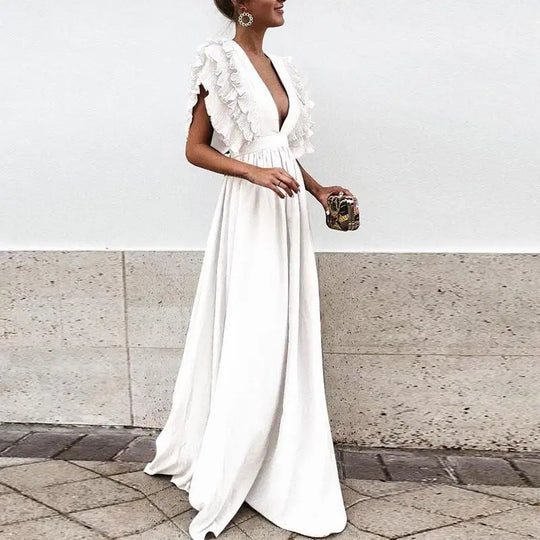 Women’s Ruffle Maxi Wedding Guest Dress
