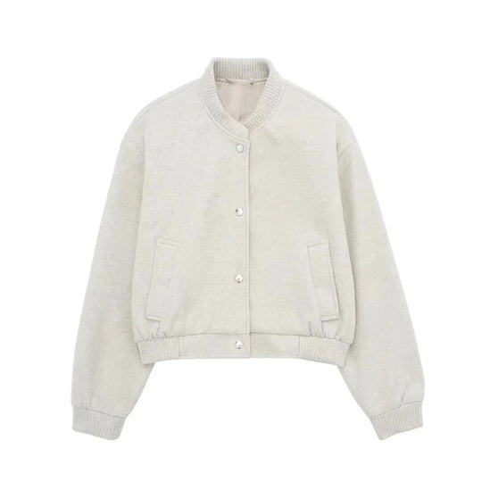 Women's Short Casual Bomber Jacket with Pockets