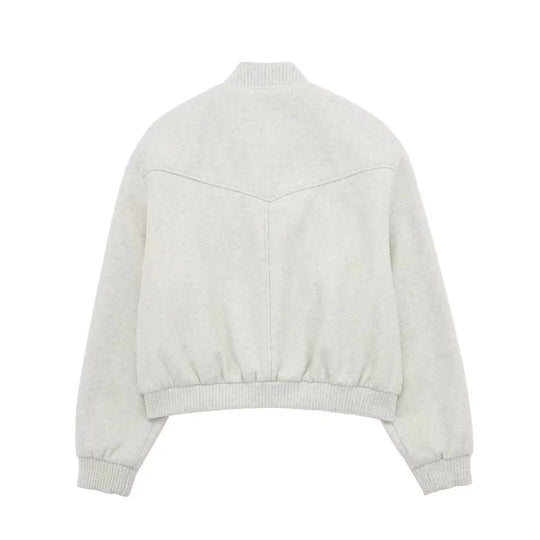 Women's Short Casual Bomber Jacket with Pockets