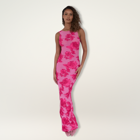 Women's Sleeveless Floral Maxi Wedding Guest Dress