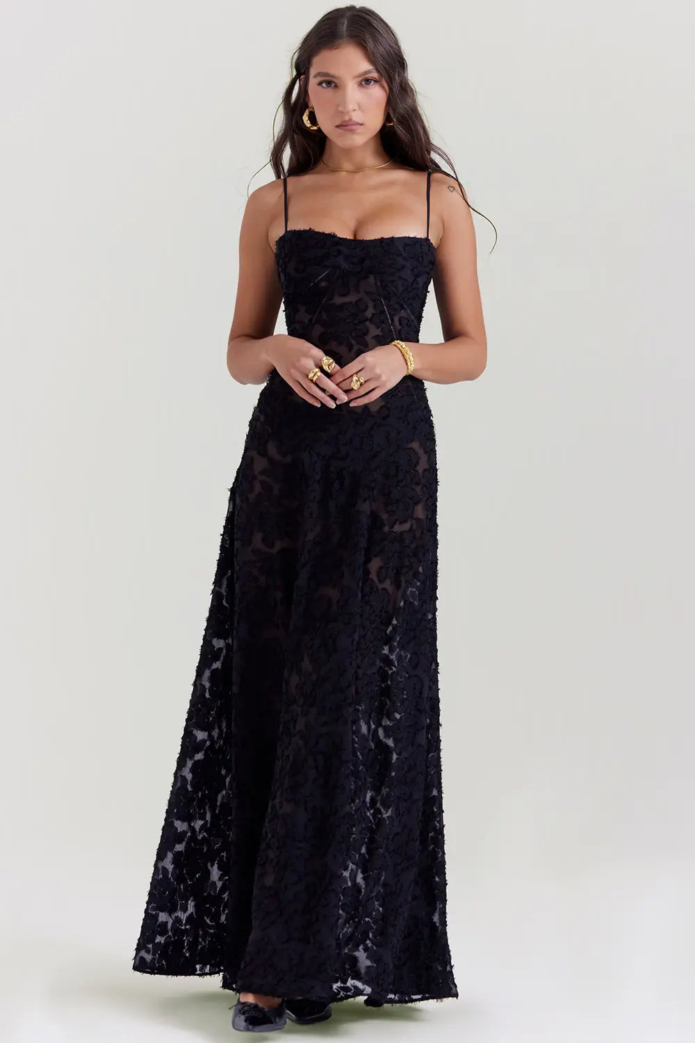Women's Spaghetti Strap Maxi Wedding Guest Dress