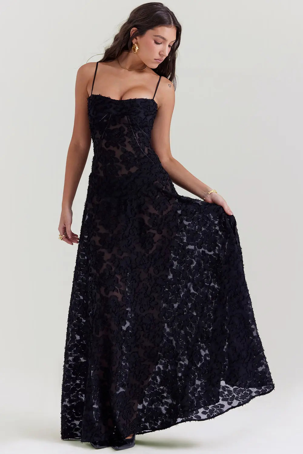 Women's Spaghetti Strap Maxi Wedding Guest Dress