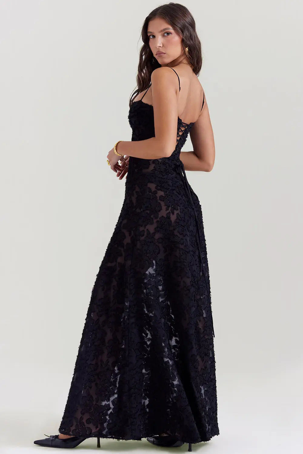 Women's Spaghetti Strap Maxi Wedding Guest Dress