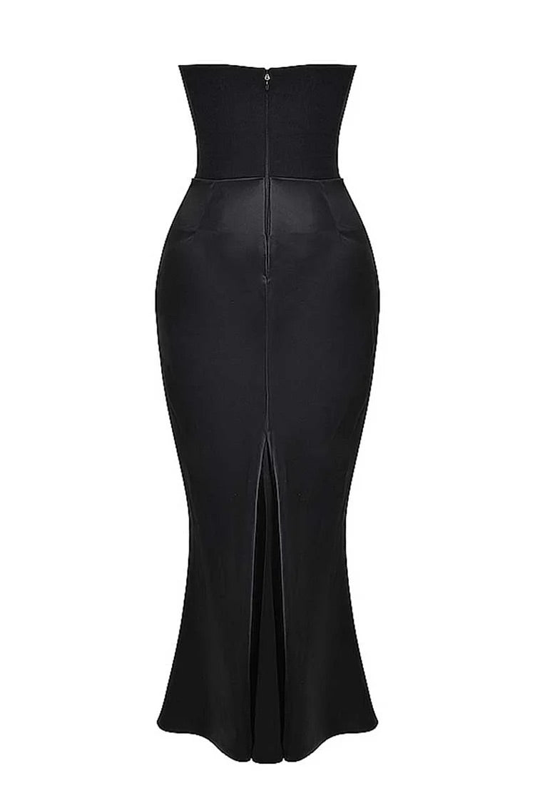 Women's Strapless Black Maxi Dress