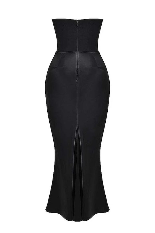 Women's Strapless Black Maxi Dress