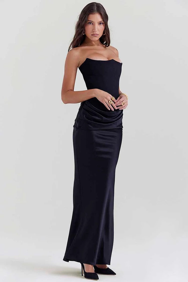 Women's Strapless Black Maxi Dress