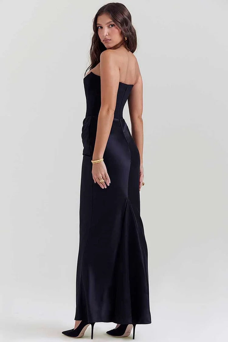 Women's Strapless Black Maxi Dress