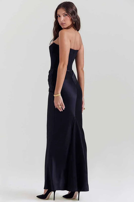 Women's Strapless Black Maxi Dress