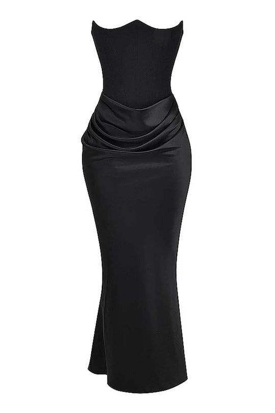 Women's Strapless Black Maxi Dress