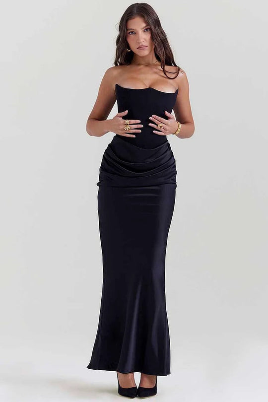Women's Strapless Black Maxi Dress