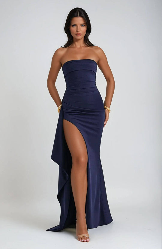 Women's Strapless Maxi Wedding Guest Dress