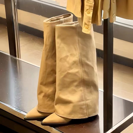Women’s Wide High Boots With Square Toe And High Heel