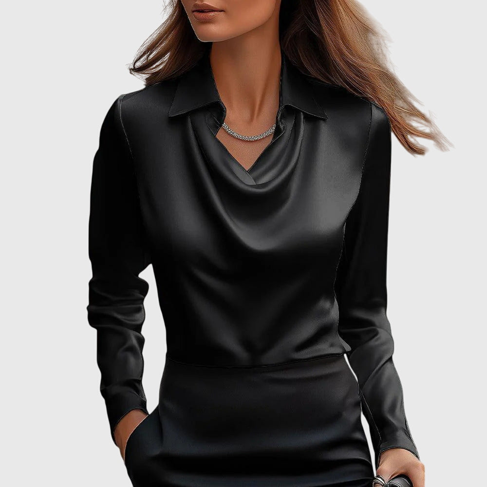 Womens blouse featuring flattering draping and a flowing fit, designed for a soft and chic versatile style, perfect for any occasion. 2