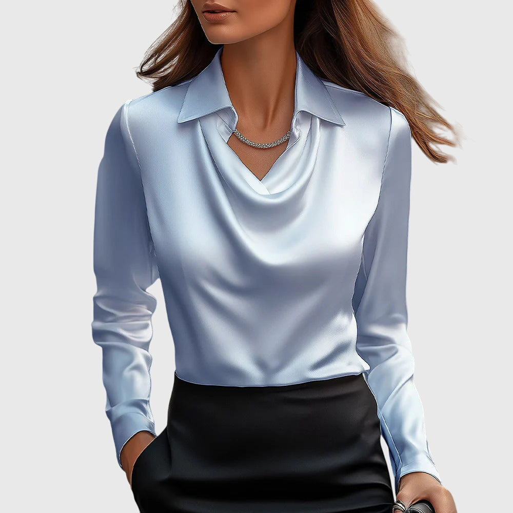 Womens blouse featuring flattering draping and a flowing fit, designed for a soft and chic versatile style, perfect for any occasion. 3