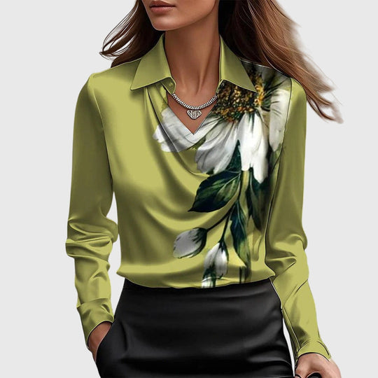 Womens blouse featuring flattering draping and a flowing fit, designed for a soft and chic versatile style, perfect for any occasion. 6