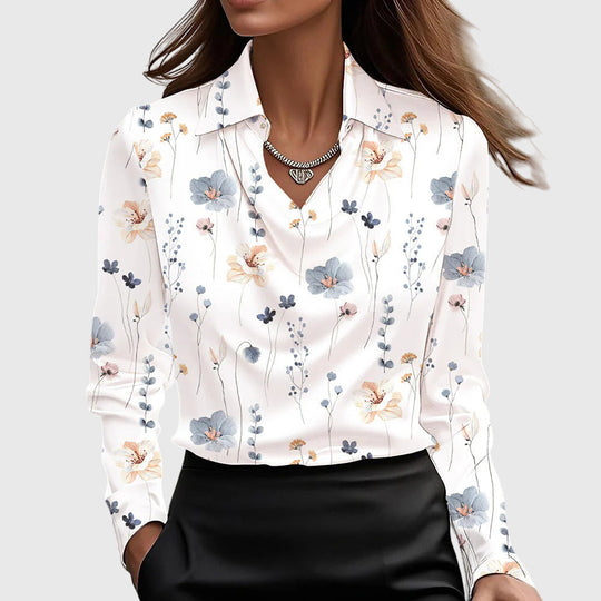 Womens blouse featuring flattering draping and a flowing fit, designed for a soft and chic versatile style, perfect for any occasion. 8