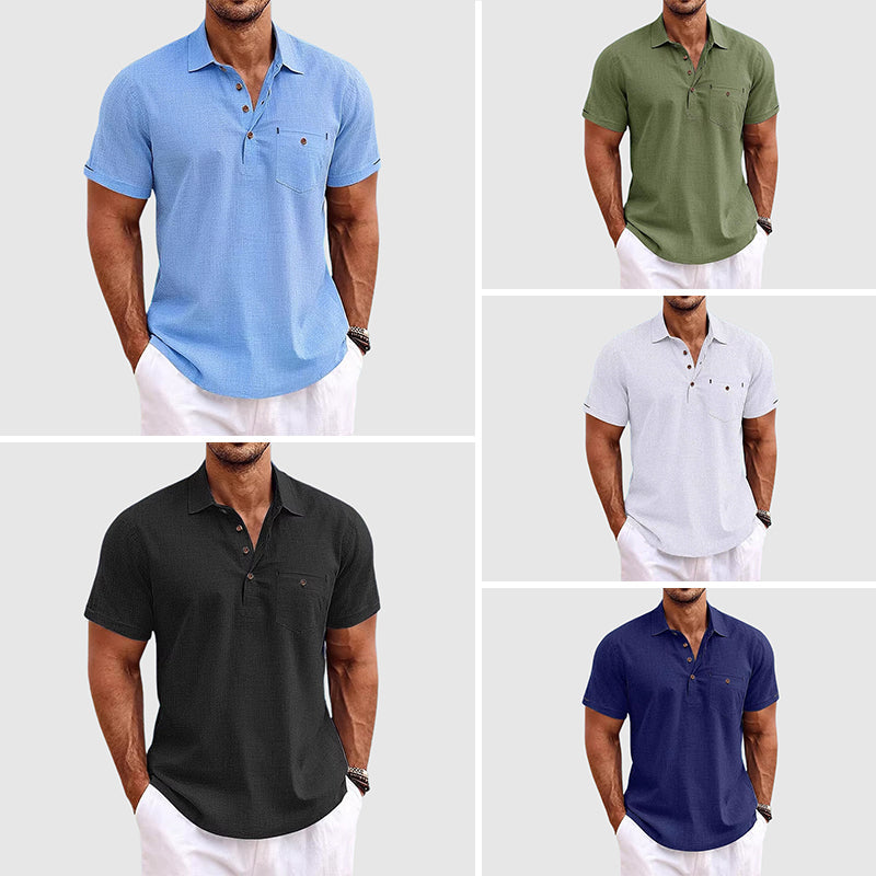 Men's Button Polo Shirt With Side Pocket