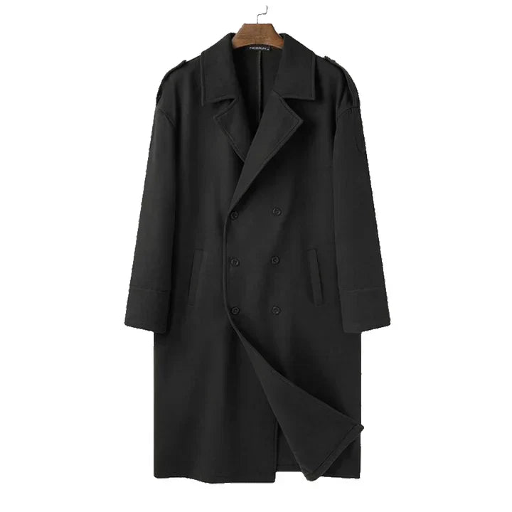 Men's Double-Breasted Long Coat