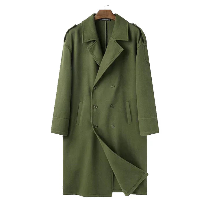 Men's Double-Breasted Long Coat