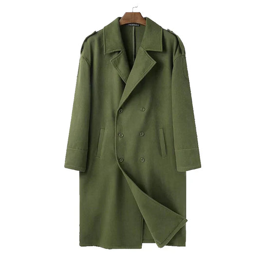 Men's Double-Breasted Long Coat