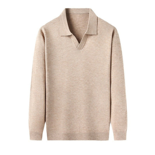 Men's Long Sleeve V Neck Polo Shirt