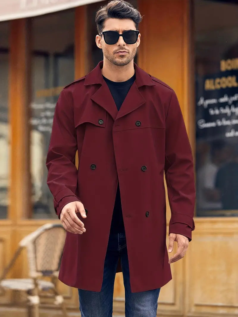 Men’s Double-Breasted Long Winter Coat
