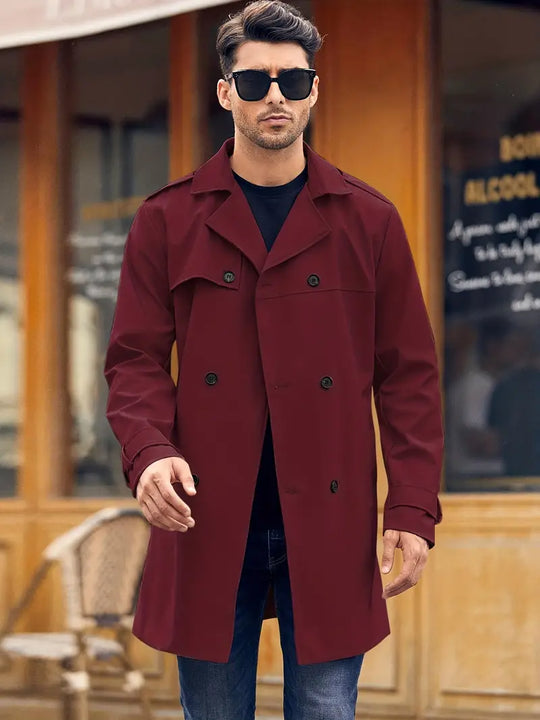 Men’s Double-Breasted Long Winter Coat